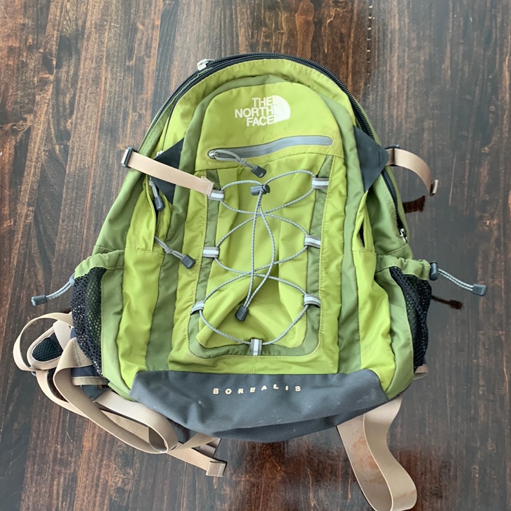 The North Face TNF Borealis Classic Backpack Green Laptop Book Bag Hiking